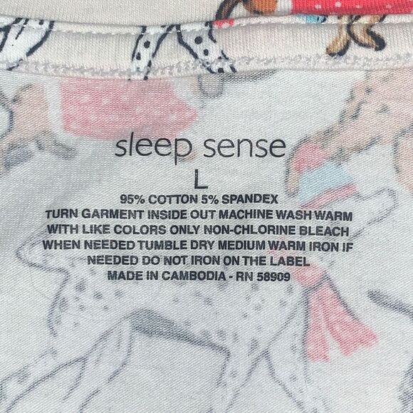 Sleepsense Women's Size Large White Dog Printed Long‎ Sleeve Sleep Shirt Top - Picture 2 of 5